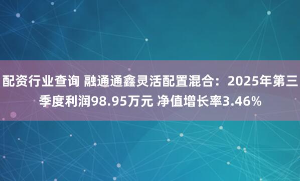 配资行业查询 融通通鑫灵活配置混合：2025年第三季度利润98.95万元 净值增长率3.46%